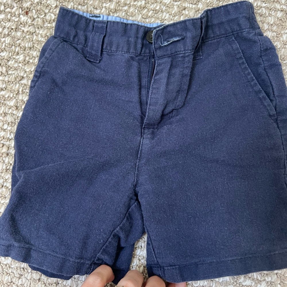 Janie and Jack Navy Blue Linen Shorts 12–18M